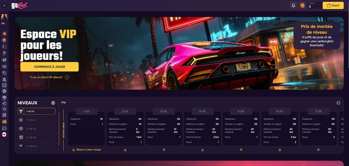 Códigos VIP exclusivos en GT Bet