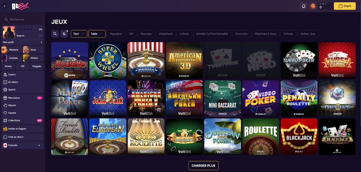 Mesas de blackjack y baccarat de GT Bet adaptadas al formato vertical de un móvil