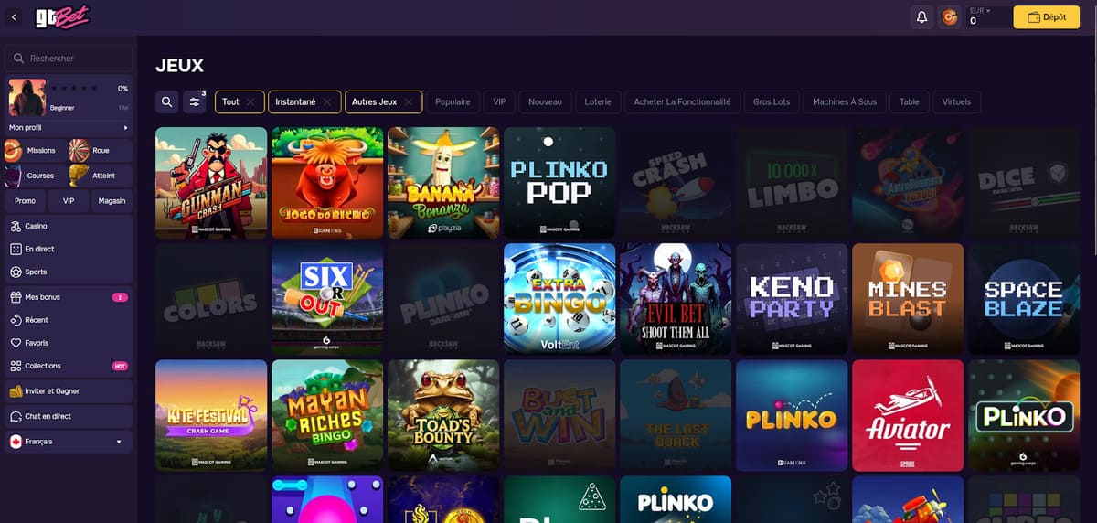 Mini-juegos rápidos coexistiendo con el sportsbook desde la PWA de GT Bet